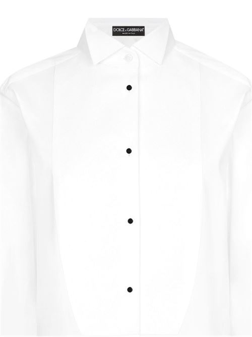 Cotton poplin shirt with piqué shirt front: Dolce & Gabbana | F5S96TGDCPOW0800